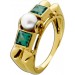 Turmalin Ring Gold 585 14K Akoyaperle Antikschmuck  