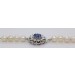  Perlenkette 80cm Weißgold 750 18K Akoyaperlen 6.1mm blaue Saphire 