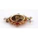 Kaiser Brosche Gold 333 8K rote Rubine Perlen Antikschmuck