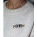 Safir Perlen Brosche Nadel Gold 585 14K Brillanten synth.Safir Antikschmuck