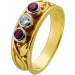 Rubin Ring Gold 585 14K Diamant Antikschmuck