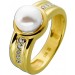 Perlenring Gold 585 14K Akoyaperle Diamanten 0.15ct 