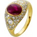 Rubinring Gold 750 18K Diamanten Antikschmuck