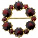 Granat Brosche vergoldet rote Edelsteine Antikschmuck