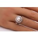 Perlenring Weißgold 585 14K Akoyaperle Diamanten Antikschmuck 