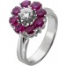 Rubin Ring Weißgold 585 14K Brillant rote Edelsteine 1.8ct Lady Di