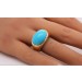 Türkis Ring Gold 750 18K blauer Edelstein Antikschmuck