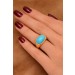 Türkis Ring Gold 750 18K blauer Edelstein Antikschmuck
