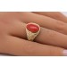 Korallring Gold 585 14K rote Sardische Koralle Antikschmuck