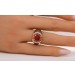 Saphir Ring synth. Weißgold 750 orange cognac 13ct Brillanten 0.30ct
