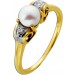 Perlenring Gold 750 18K Akoyaperle Diamanten 0.04ct