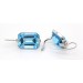 Blautopas Ohrhänger Weißgold 750 18K Brillanten Antikschmuck 