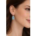 Blautopas Ohrhänger Weißgold 750 18K Brillanten Antikschmuck 