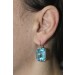 Blautopas Ohrhänger Weißgold 750 18K Brillanten Antikschmuck 