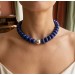 Lapislazuli Collier Silber 925 blaue Edelsteine Antikschmuck