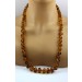Bernsteinkette 58cm vergoldet braune Edelsteine Antikschmuck