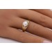 Perlenring Gold 585 14K  Akoyaperle Brillanten Antikschmuck