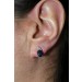 Saphirohrstecker Gold 585 14K blaue Edelsteine Brillanten 0.06ct. 