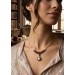 Granat Collier Gold 333 8K rote Edelsteine Akoyaperle Antikschmuck