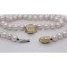 Perlenkette 46cm Gold 585 14K Akoyaperlen Diamanten  