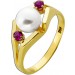 Perlenring Gold 585 14K rote Rubine Antikschmuck