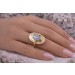 Damenring Gold 585 14K synth. Mondstein 2.0ct. Antikschmuck