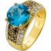 Brillantring Gold 333 8K  Aquamarin 3.5ct Diamanten 0.7ct Antikschmuck