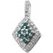 Diamantanhänger Weissgold 585 14K blaue weiße Diamanten