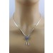 Saphir Collier Weißgold 585 14K blaue Edelsteine Brillanten 0.12ct 