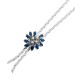 Saphir Collier Weißgold 585 14K blaue Edelsteine Brillanten 0.12ct 