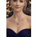Saphir Collier Weißgold 585 14K blaue Edelsteine Brillanten 0.12ct 
