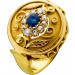 Saphir Ring Gold 585 14K Diamanten 0.50ct blauer Etrusk Antikschmuck