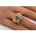 Saphir Ring Gold 585 14K Diamanten 0.50ct blauer Etrusk Antikschmuck