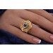 Saphir Ring Gold 585 14K Diamanten 0.50ct blauer Saphir Etrusk Antikschmuck