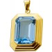 Aquamarin Anhänger Gold 333 8K synth. blauer Edelstein 12.6ct. Antikschmuck