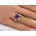 Amethystring Gelbgold 585 lila Amethyst Edelstein 10.00ct. Asscher Cut