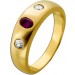 Rubin Ring Gold 585 14K roter Edelstein Brillanten 0.10ct Antikschmuck 
