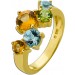 Citrin Ring Gold 333 8K grüner Peridot blaue Aquamarin Edelsteine