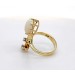 Opal Ring Gold 585 14K Brillanten 0.10ct weiss orange grüner Edelstein