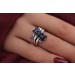 Saphir Ring Weissgold 585 14K Diamanten 0.08ct Antikschmuck