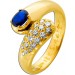 Saphir Ring Gold 750 18K blauer Edelstein 0.60ct Brillanten 0.36ct 