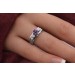 Amethyst Ring Weißgold 585 14K lila Edelstein Brillanten 0.04ct Antikschmuck