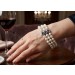 Perlen Armband Weissgold 585 14K Akoya Perlen 6.4-6.2mm Saphire Antikschmuck