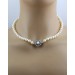 Perlenkette Akoya Perlen Saphire Diamanten Weissgold 585 14K
