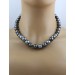 Perlen Kette 45cm Tahiti Perlen 12-10.2mm anthrazit rose pink Silber 925