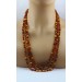 Bernstein Kette cognac braun schwarze Edelsteine 180ct Antikschmuck 