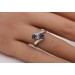 Saphirring Weißgold 585 14k blaue Edelsteine Diamanten 0.06ct Antikschmuck