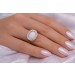 Opal Ring Gold 585 14K weiß-orangener Edelstein 1.6ct Diamanten 0.16ct