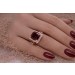 Granatring Rosegold 375 9K roter Almandin 7.2ct weiße Topase 0.48ct