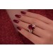 Diamantring Gold 585 14K violett roter Rhodolith 9ct Diamanten 0.40ct